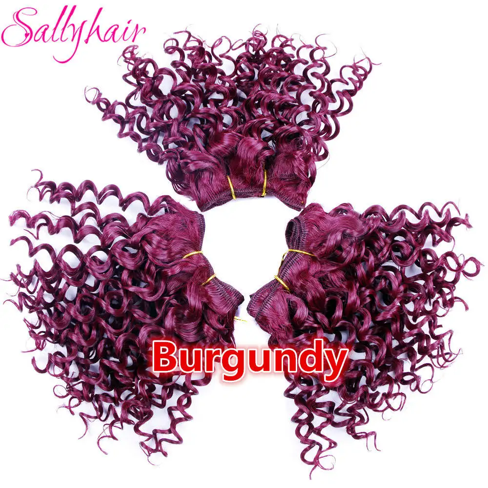 Sallyhair афро Вьющееся кружево волос переплетение высокотемпературные синтетические уток накладные волосы Омбре цвет 3 шт./лот волосы Weavings - Цвет: Жук