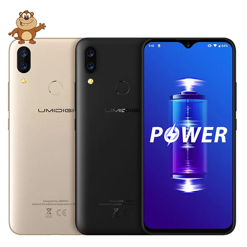 UMIDIGI power Android 9 0 5150 мАч большая батарея 18 Вт 6 3 'FHD + экран капли воды 4 Гб 64 Helio P35