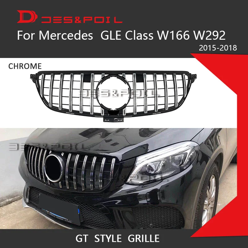 GT R решетка для Mercedes Benz GLE Class W166 W292 Coupe SUV Chrome Front Racing 2015 2018 GLE300 GLE320 GLE350 GLE63 AMG|Гоночные