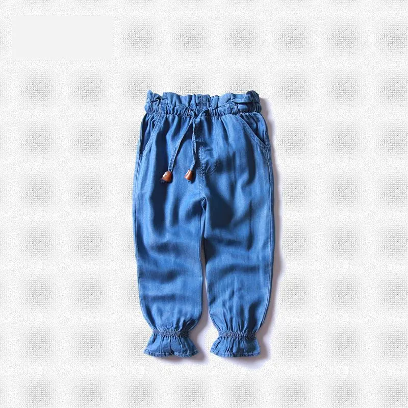 Сезон: весна–лето дети Брюки с клешем для девочек джинсовая мода досуг детей