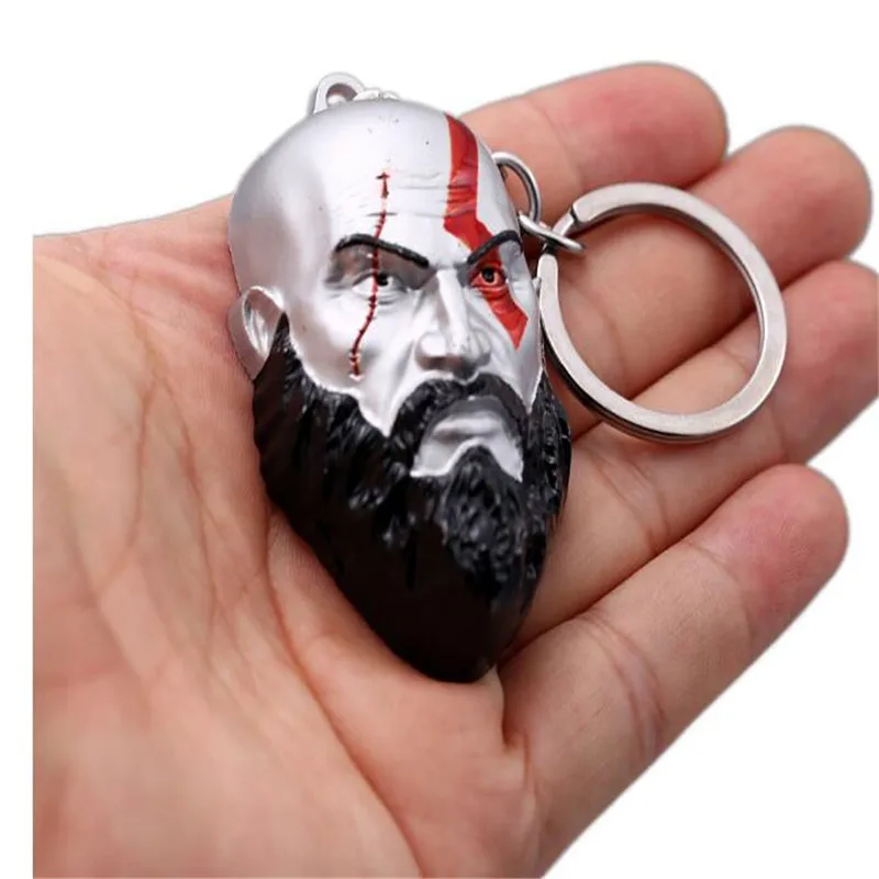 HSIC Mixed God Of War 4 брелок для ключей Кратос топор меч Олимп Кратос Голова Череп оружие металлический брелок для мужчин llavero