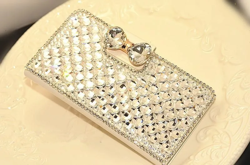 10 Шт./лот Новый Роскошный Bling Диаманта Rhinestone Бумажник Кожаный Телефон Случае