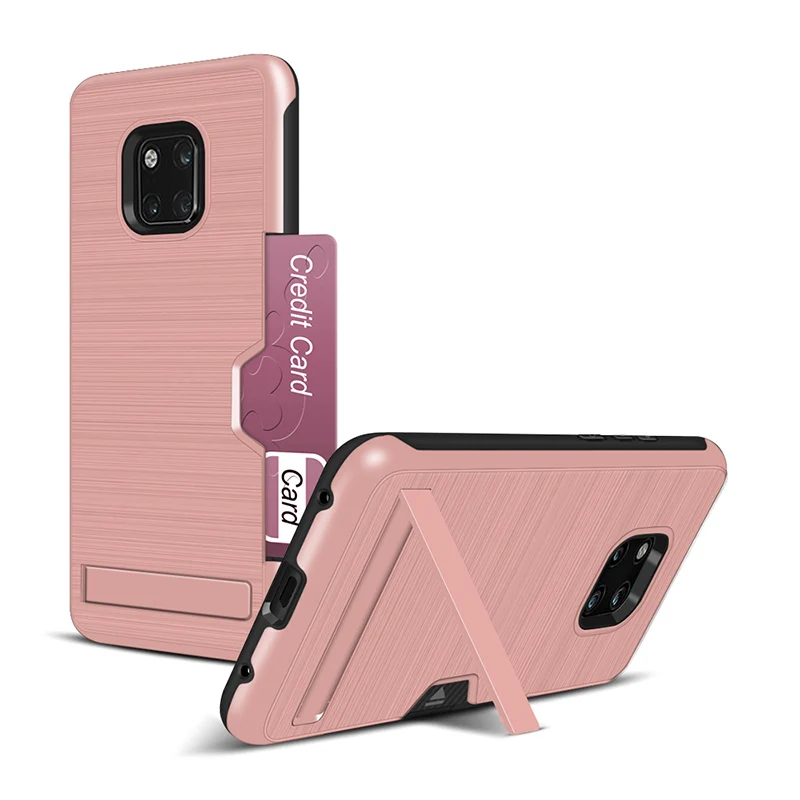Rose Gold Для huawei P30 P30 PRO Чехол карты бумажник визитница слайд слот Держатель с кронштейном для HUWEI Коврики 20 маtе PRO 20 - Цвет: Rose Gold