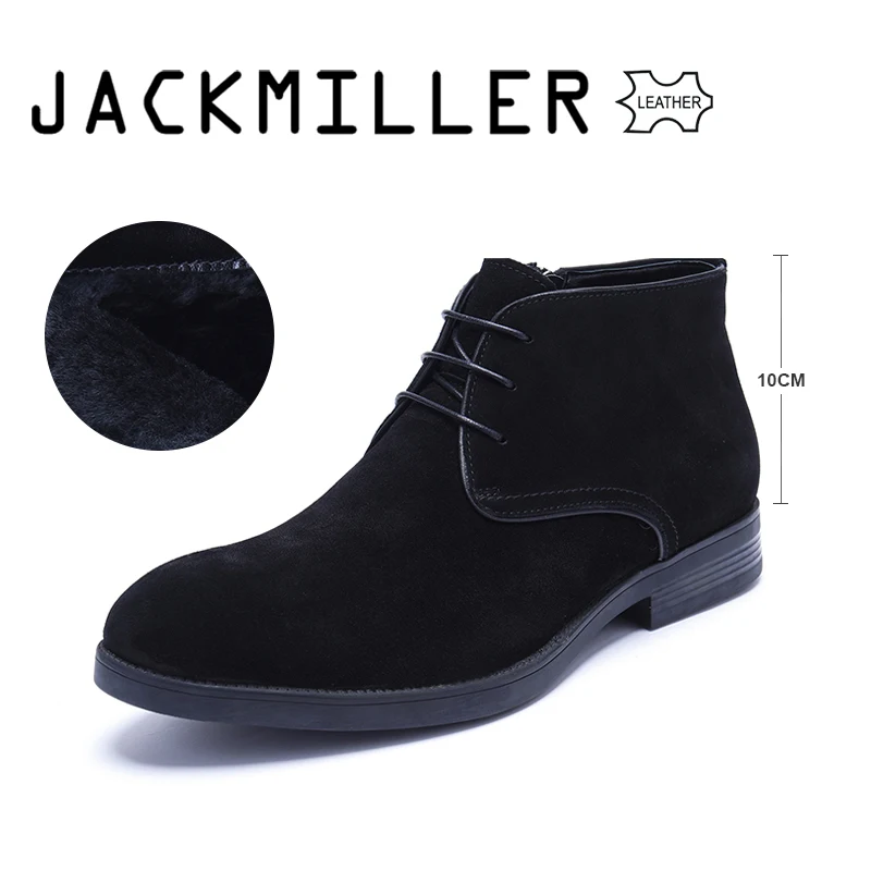 Jackmiller/Лидирующий бренд Мужские ботинки из коровьей замши Зимние ботильоны с