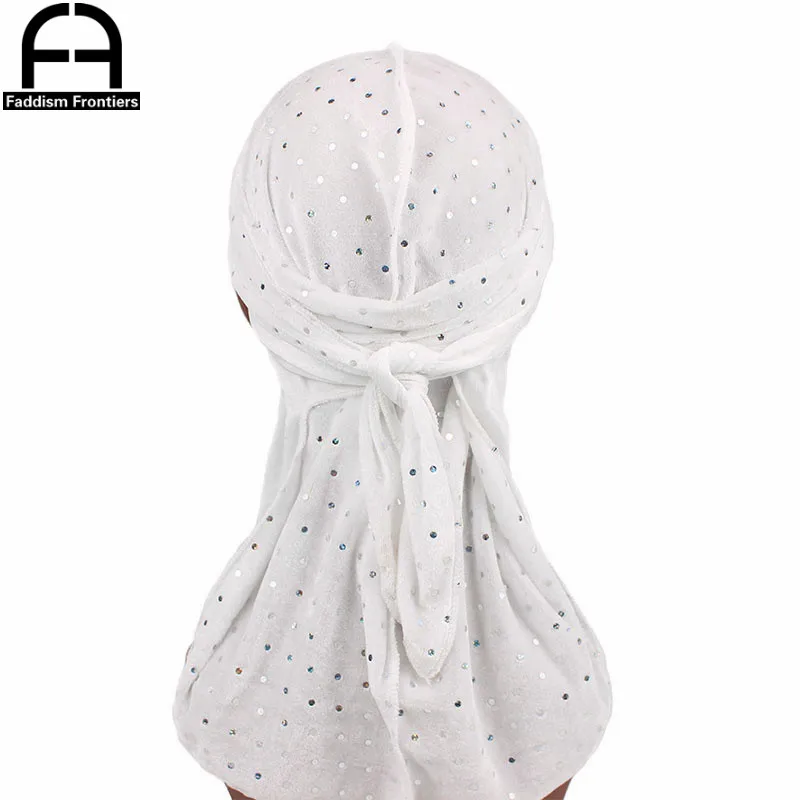 Модные для мужчин блестящие бархатные Durags банданы головная повязка в виде чалмы