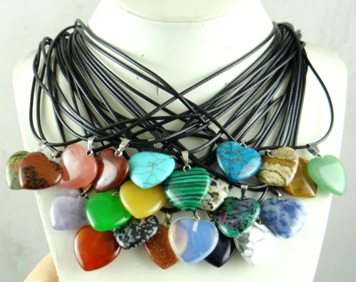 Ожерелье с подвеской в виде сердца из натурального кварца 20 мм|necklace natural crystal|natural