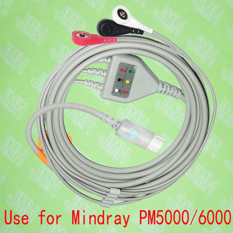 

Compatible with 12pin Mindray PM5000/6000 and T5,T6,T8 ECG Machine the one-piece 3 lead cable and snap leadwire,IEC or AHA.