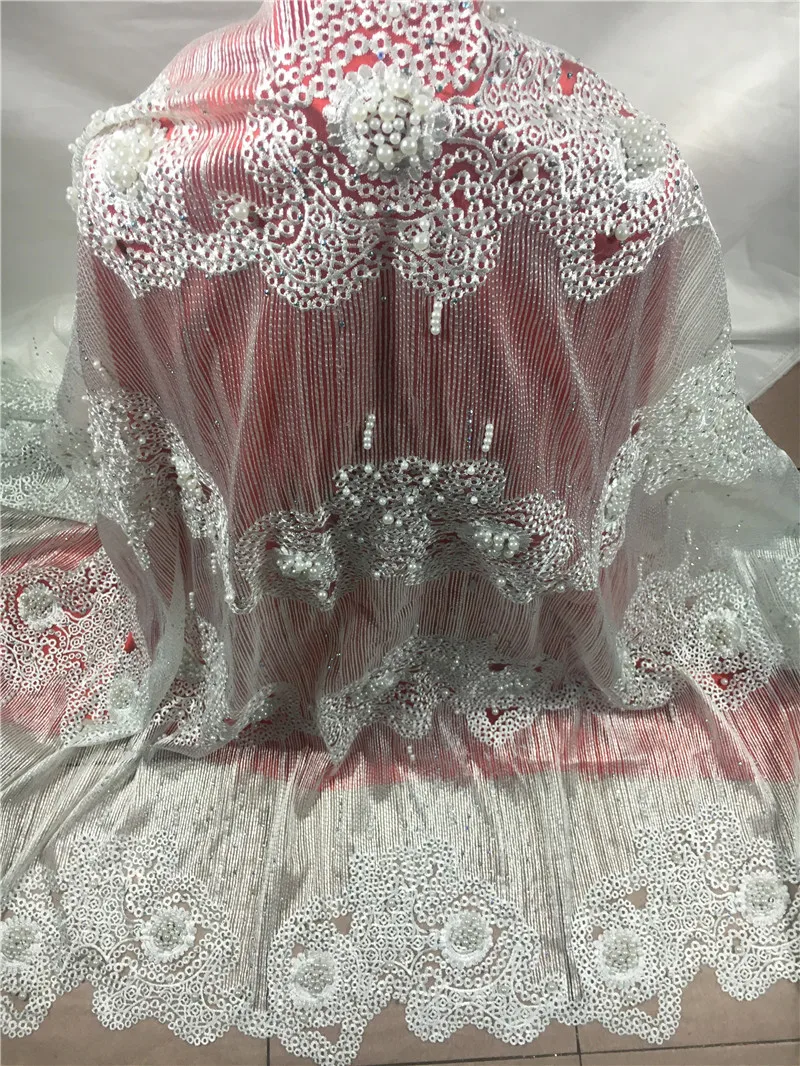 

Beautiful embroidered tulle mesh lace fabric JRB-10213 high quality african net lace fabric with beads and stones