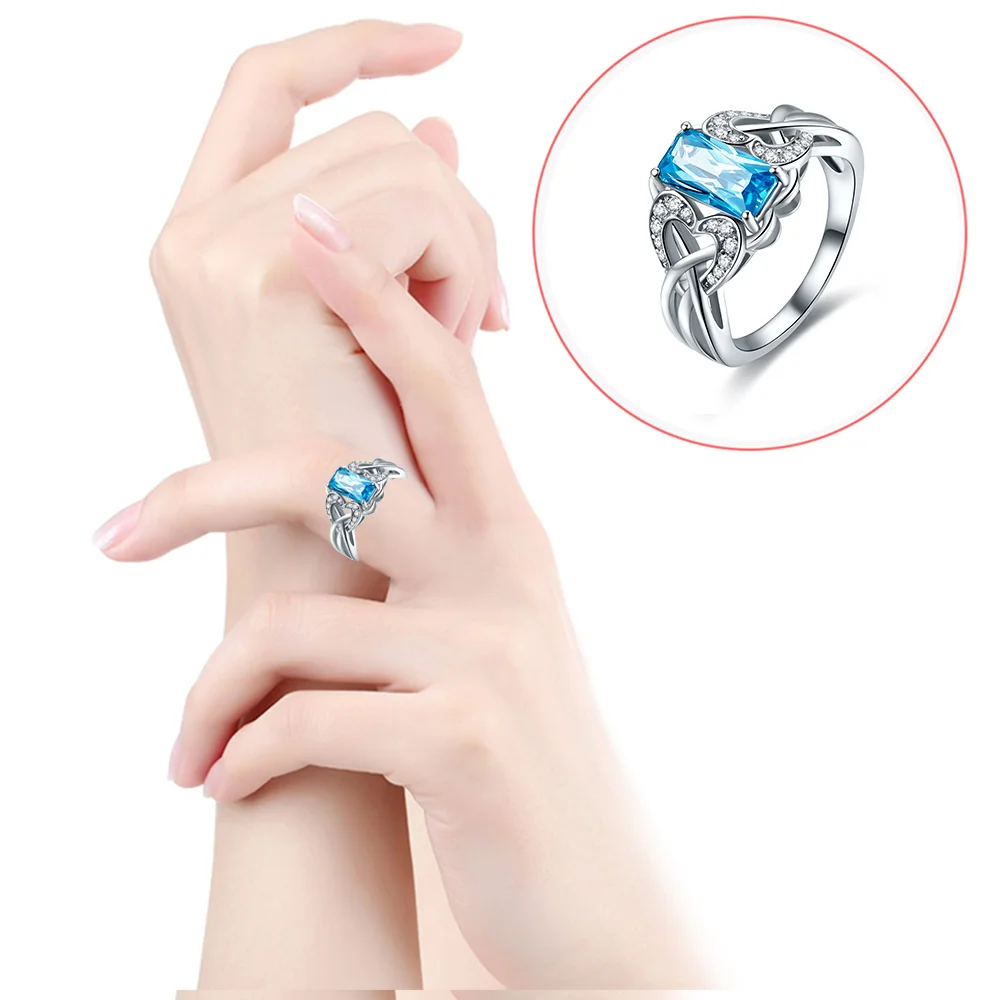 Женское кольцо гранат с голубым топазом из серебра 925 пробы|ring size|ring size 6ring ring |