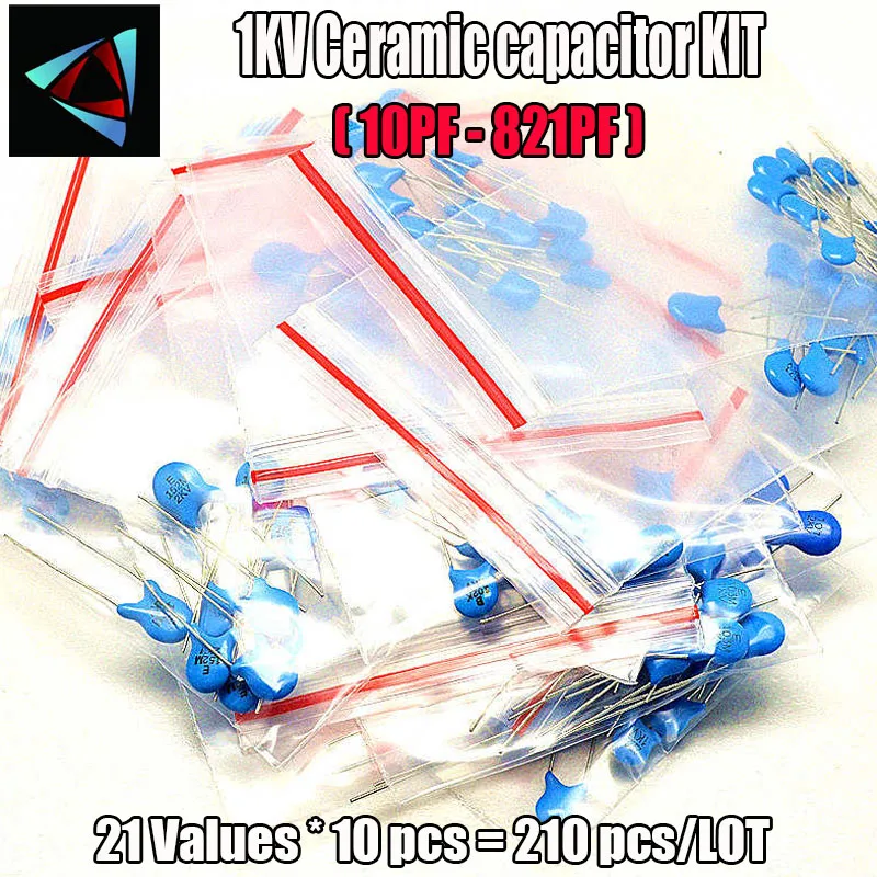 

210PCS/Lot 1KV High-Voltage Ceramic Capacitors Package 1000V 10PF-821PF 21Values*10pcs Assorted Kit