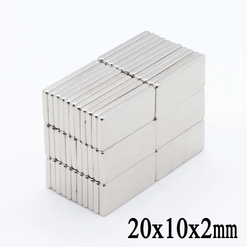 100Pcs 20x10x2mm super large size neodymium magnet block permanent N35 NdFeB strong rectangular body magnet strong magnet