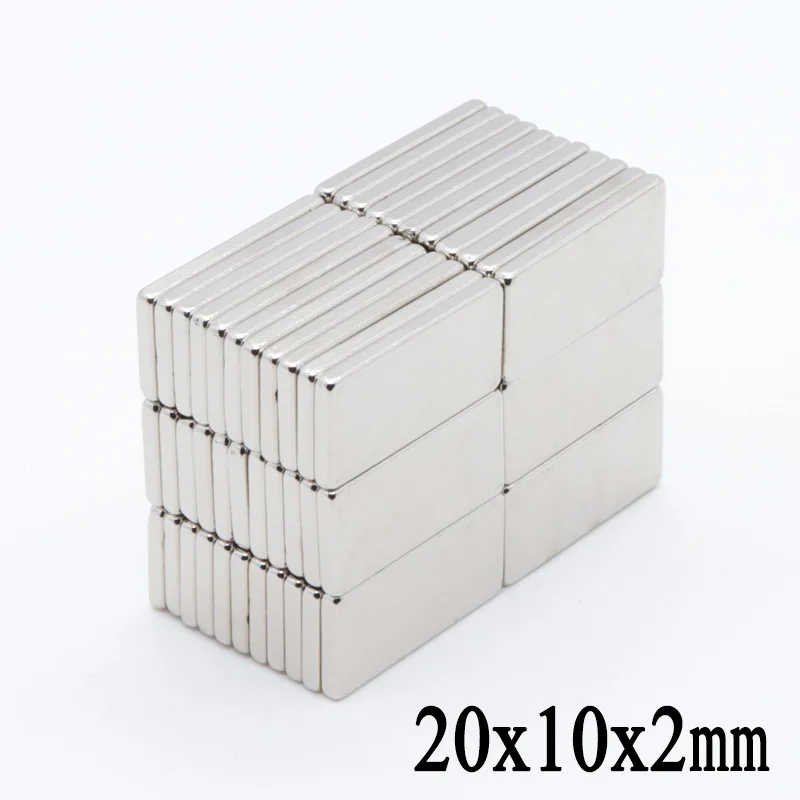 100 шт. 20x10x2 мм супер большие размеры Неодимовый магнит блок постоянного N35 NdFeB