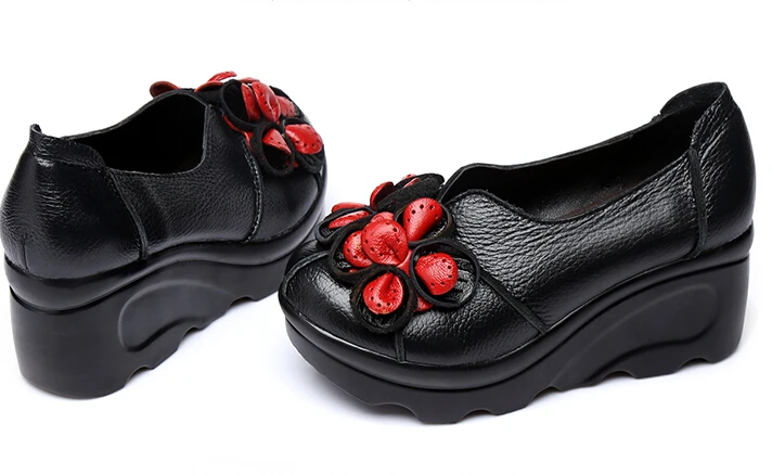 2018 г. весенняя женская обувь удобная на танкетке ручной работы из натуральной