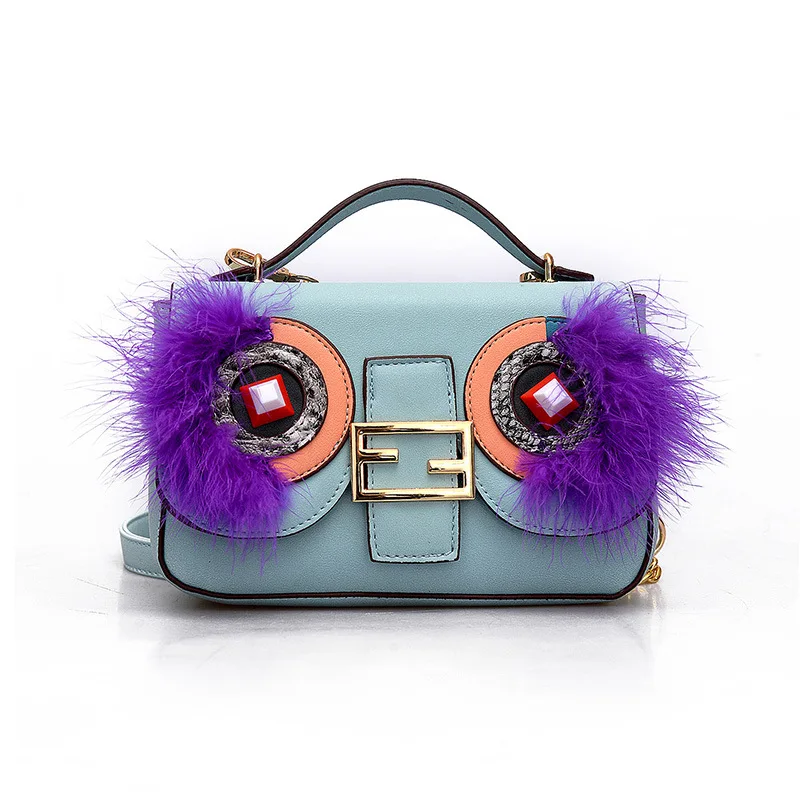 Монстр Мешок Глаза Цепи Мини Сумка Для Женщин 2017 Мода Характер PU Сумки Кожаные