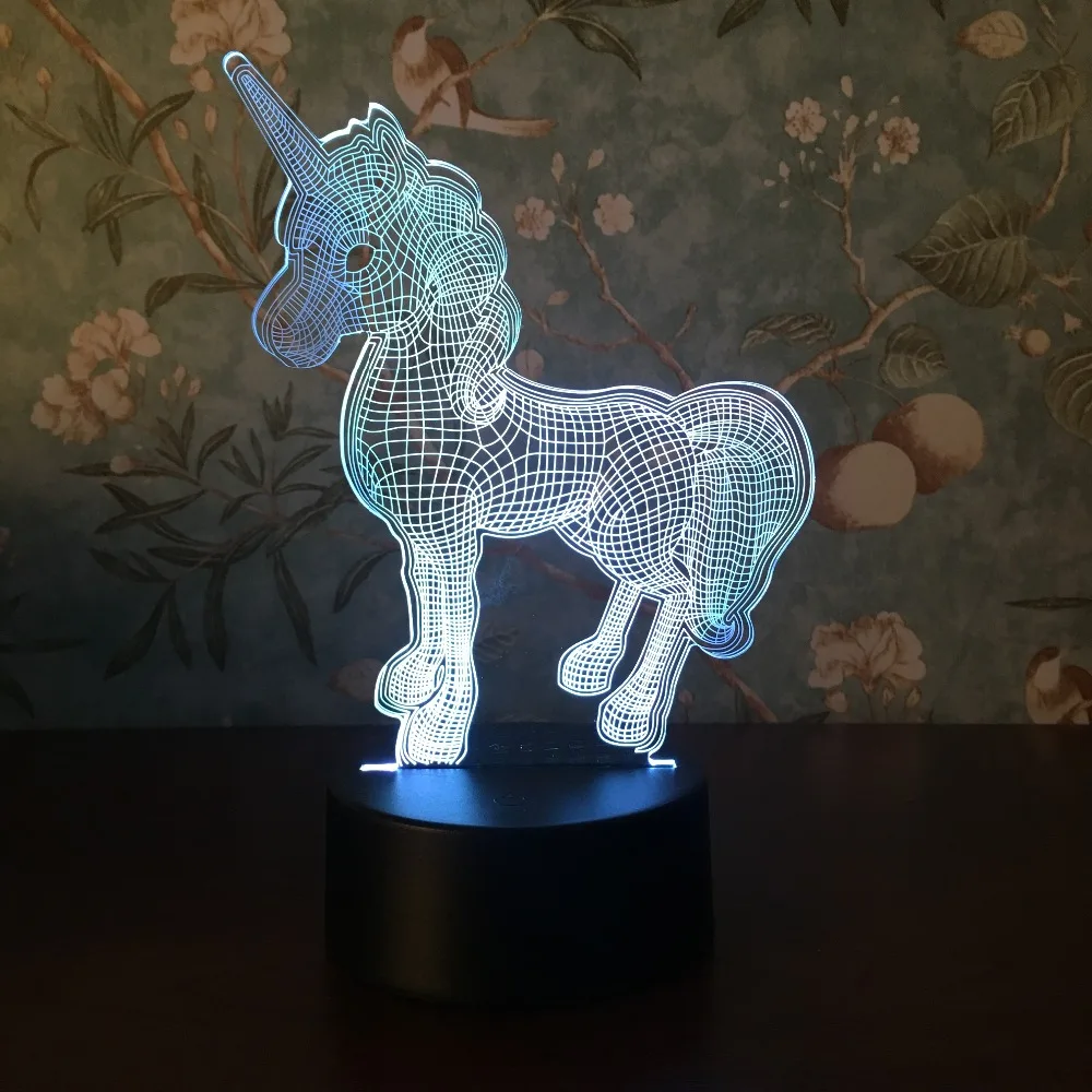 Единорог 3D светодио дный лампа ночник многоцветная RGB лампы Рождество