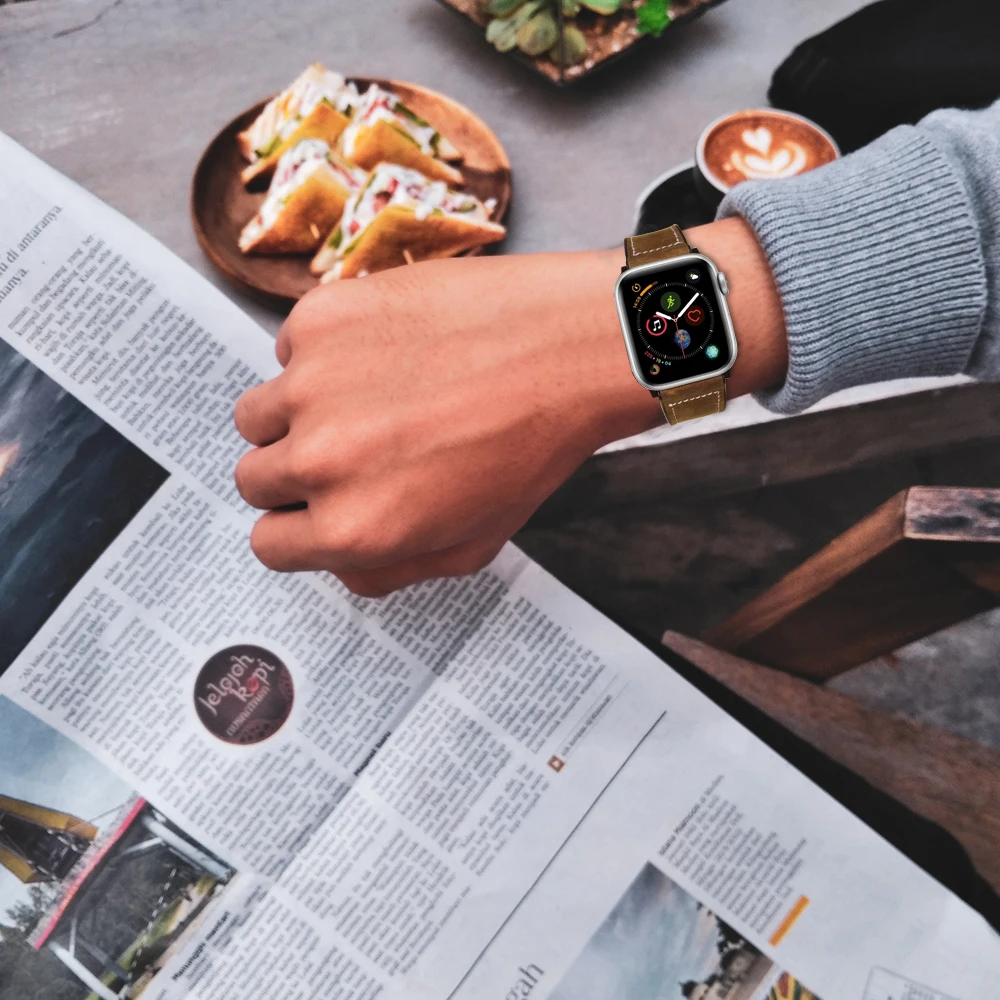 Высококачественная кожа + силиконовый ремешок для apple watch band 42 мм 38 iwatch series 4/3/2/1 44 40