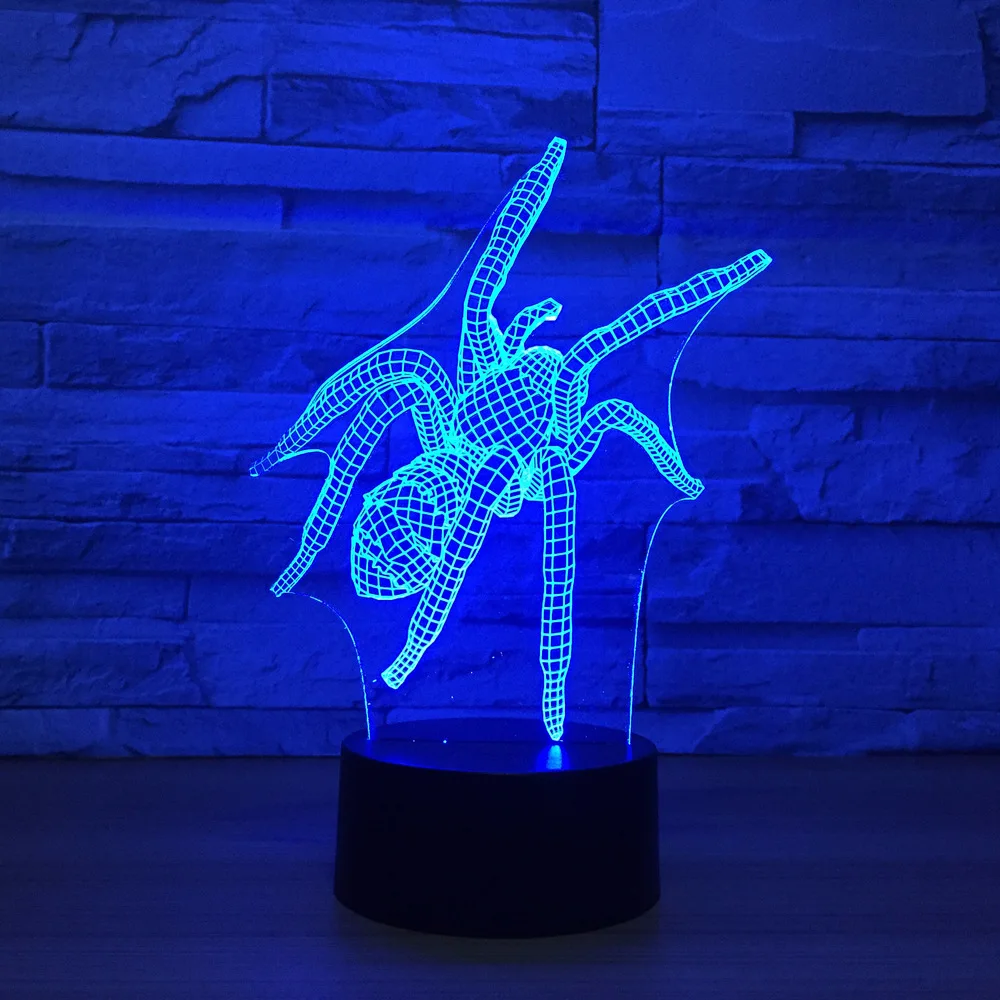 Spider Model 3d Vision Led Lamp Remote Touch Switch 7 color Luminaria De Mesa Night Light For Kid Toy Gif | Лампы и освещение