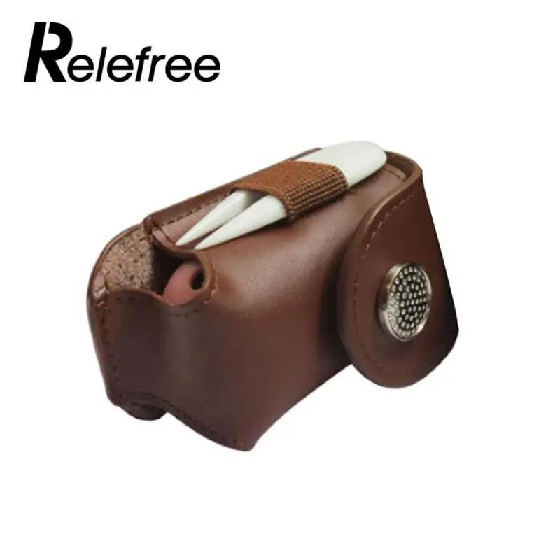 

Relefree Mini Portable Leather Clip On Golf Ball Holder Pouch Bag Hold 2 Balls Golfer Aid Tool Gift Brown