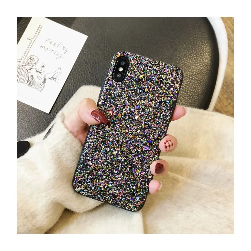 Wixcen Purple Black Crystal Sequins Phone Case Laser Glitter for IPhone 7 7plus 6 6s Plus 8 X Soft Tpu Back Cover |