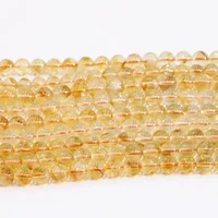 trendy 6mm 8mm 10mm natural yellow crystal stone round bead for jewelry making diy necklace bracelets loose beads 15inch b3293