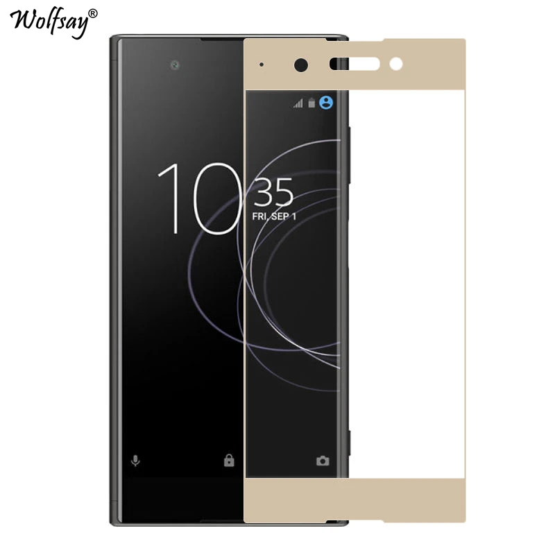 Wolfsay 1 шт. для стекла sony Xperia XA1 Plus G3412 защита экрана закаленное стекло для sony XA1 Plus защитная пленка против царапин - Цвет: Gold