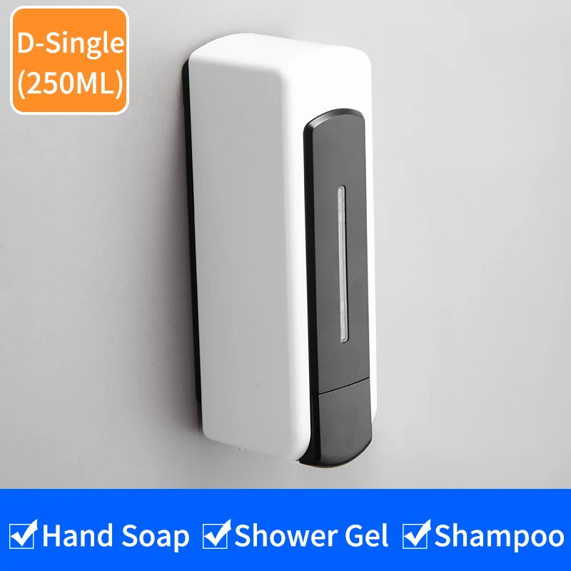 D-Single Liquid Soap Dispenser Wall Mounted 500ml Shower Gel Shampoo Dispenser Detergent Triple Hand Hotel Mall Kitchen Hand Soap Bottle - Цвет: D-Single