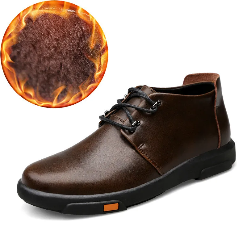 Autumn Winter Shoes Men Genuine Leather Boots Ankle Fashion Casual Footwear Lace Up Oxfords | Обувь