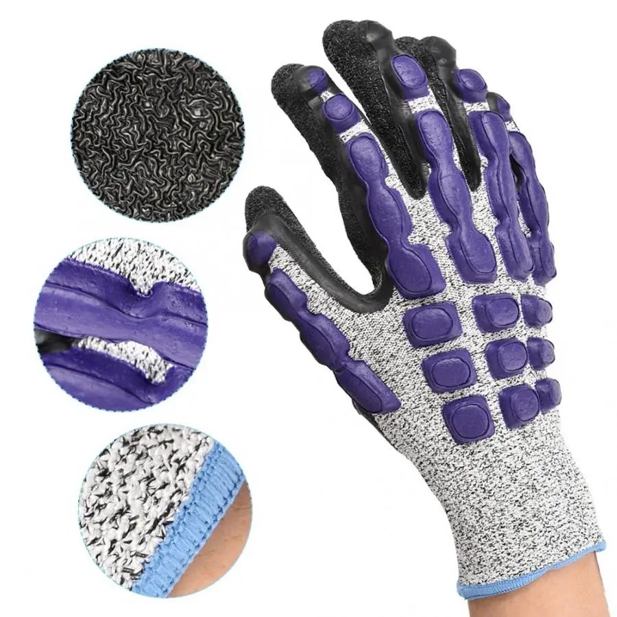 Уровень 5 устойчивые к порезам латексные рабочие перчатки противоскользящие