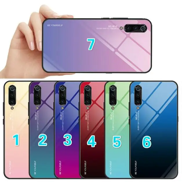 Градиентный чехол из закаленного стекла для Xiao mi Red Note 7 5 6 Pro Pocophone F1 8 A2 Lite 6X 5X 9 SE 9t