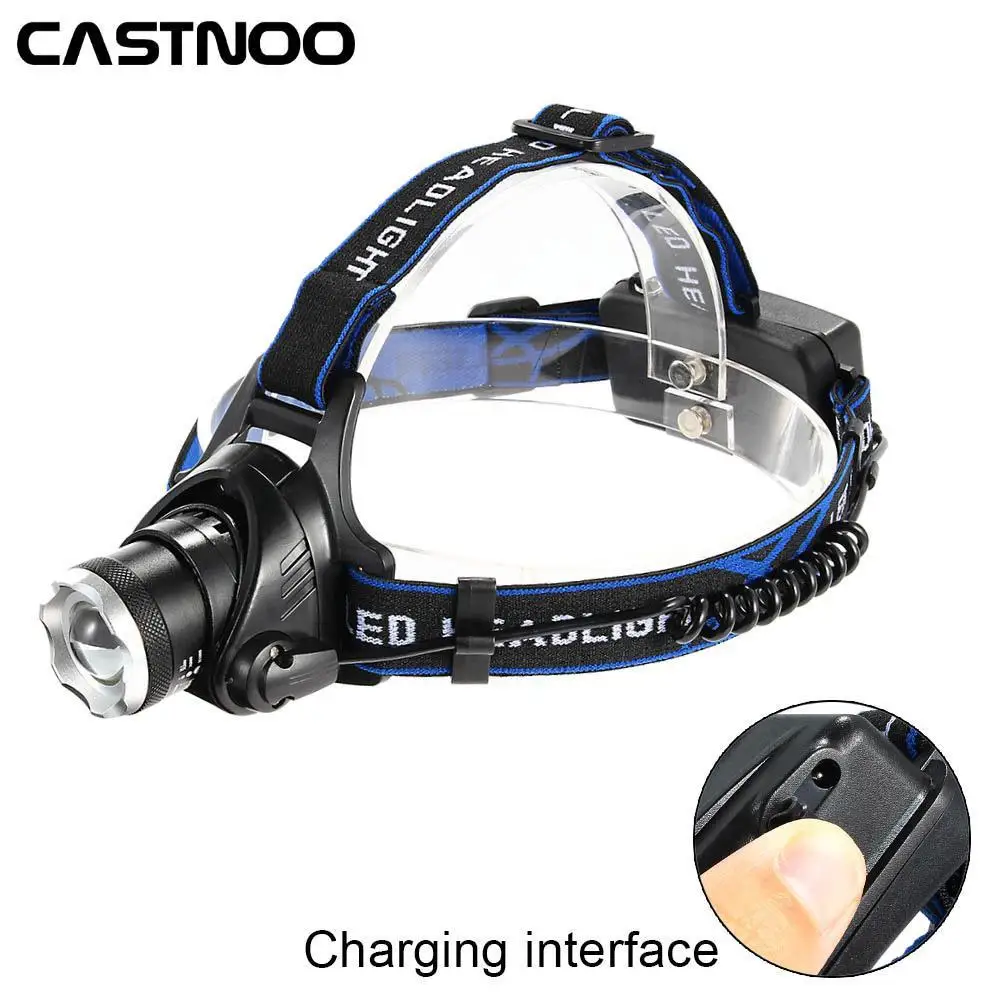 CASTNOO T6 светодиодный налобный фонарь с 3 режимами наружная перезаряжаемая фара