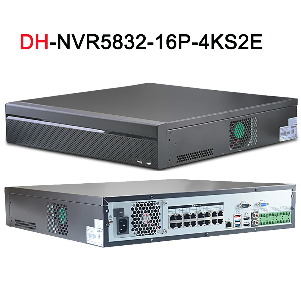 16 e POE DH NVR5832 16P 4KS2E 800 м Макс H.265 NVR 32 канала 2U 16PoE 4 K и Pro Сетевой Видео Регистраторы для