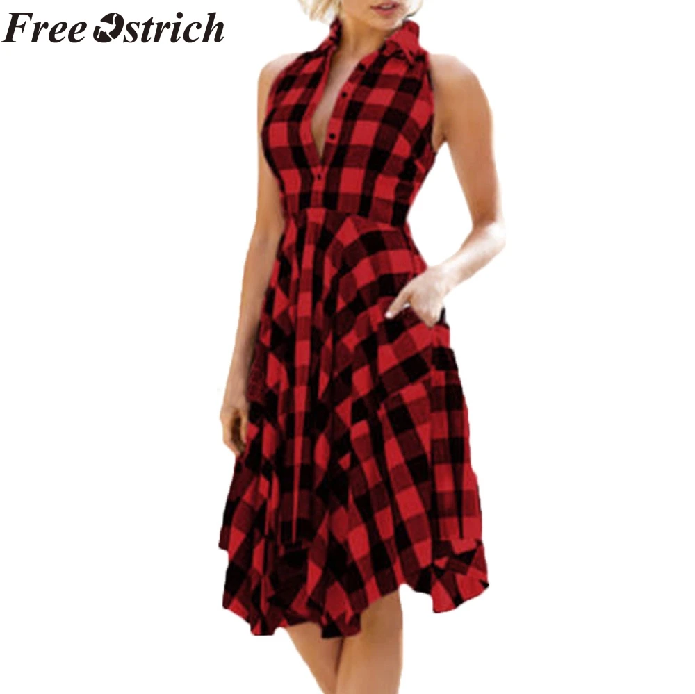 Женское платье в стиле ретро повседневное красное свободное без рукавов на