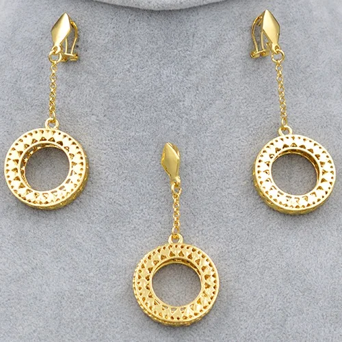 Sunny Jewelry модные украшения для женщин колье серьги кулон массивные Роскошные Ювелирные наборы круглые полые звезды Вечерние - Окраска металла: Earrings Pendant G