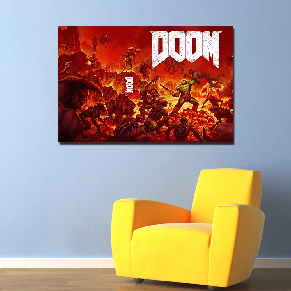 Doom игра постер холст ткань печать живопись для домашнего декора настенные