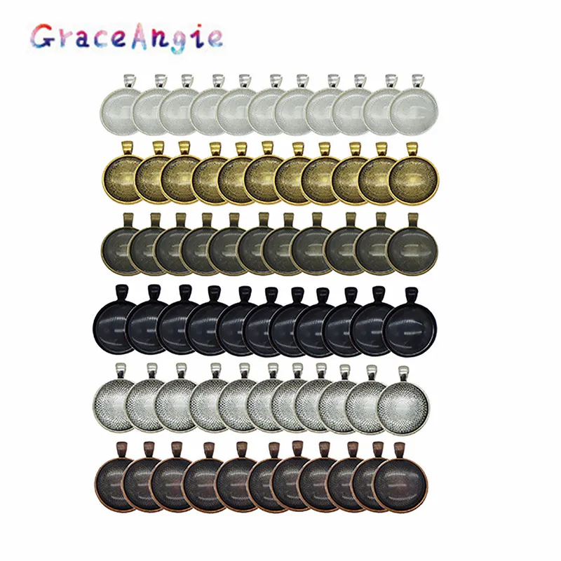 GraceAngie 6 шт./упак. смешанный круглый ободок для подвесок с стеклянной плиткой