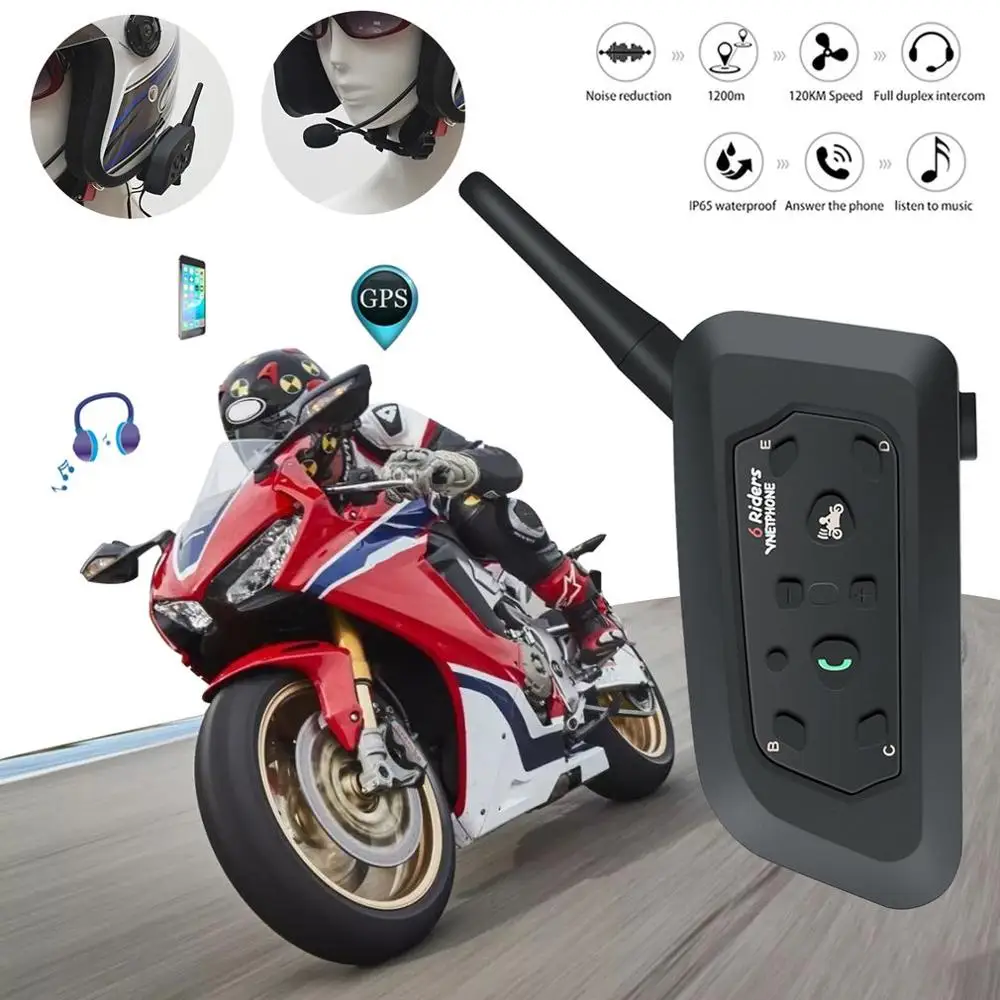2 шт. дуплексная рация V6Pro для мотоциклетного шлема 1200 м | Автомобили и мотоциклы