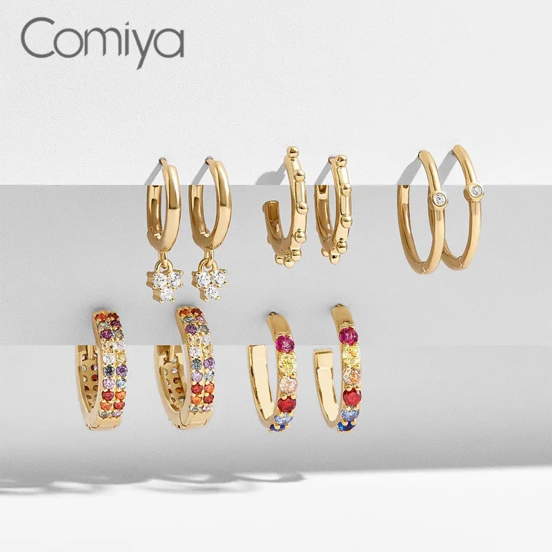 Массивные серьги Comiya, золотой цвет, цинковый сплав, стразы, мозаика, серьги-гвоздики, набор для женщин, элегантные, опт, Aretes De Mujer