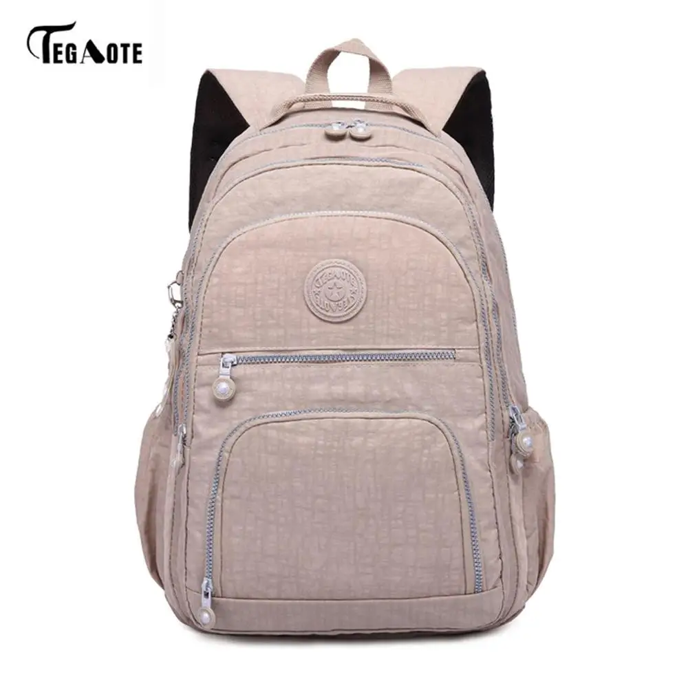 TEGAOTE, классический рюкзак для девочек-подростков, Mochila Feminina, женские школьные рюкзаки, нейлоновый водонепроницаемый повседневный рюкзак для ноутбука, женский рюкзак - Цвет: Хаки