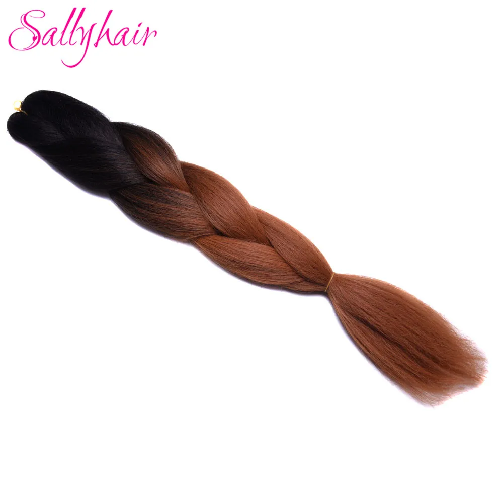 T1B/30 Sallyhair Омбре плетение волос для наращивания 2 тона цвет 1 упаковка 24 дюйма Высокая температура Большие синтетические косы объемные волосы черный - Цвет: T1B/30