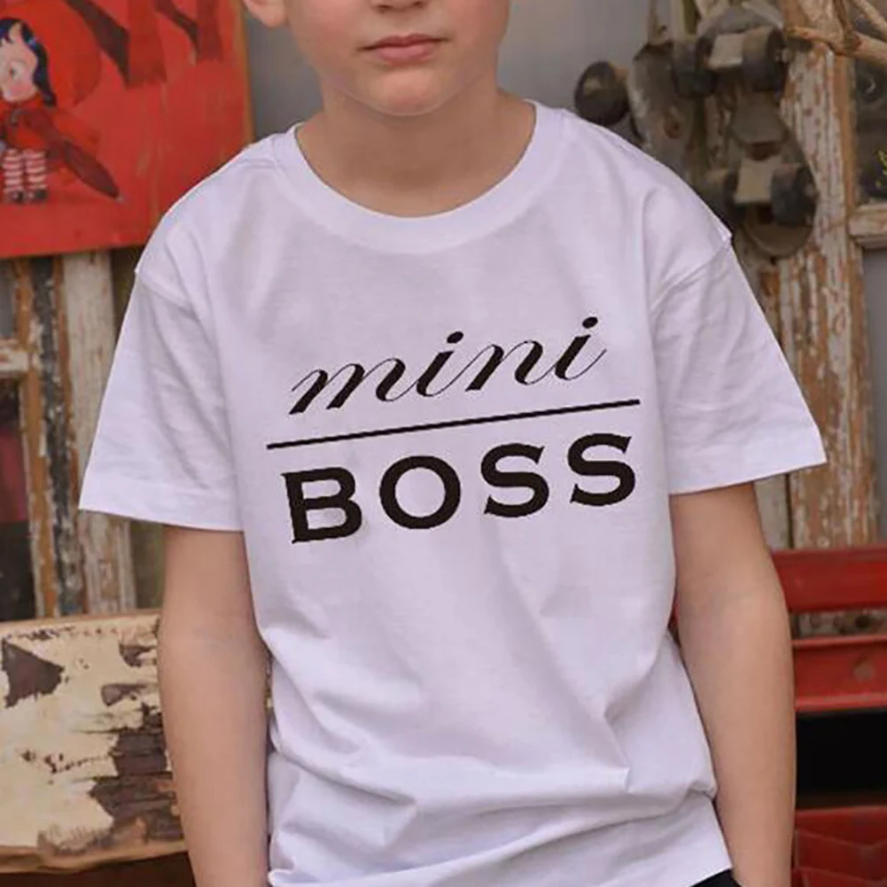 Хлопковая футболка с надписью Boss для взрослых и детей одинаковые топы мамы дочки