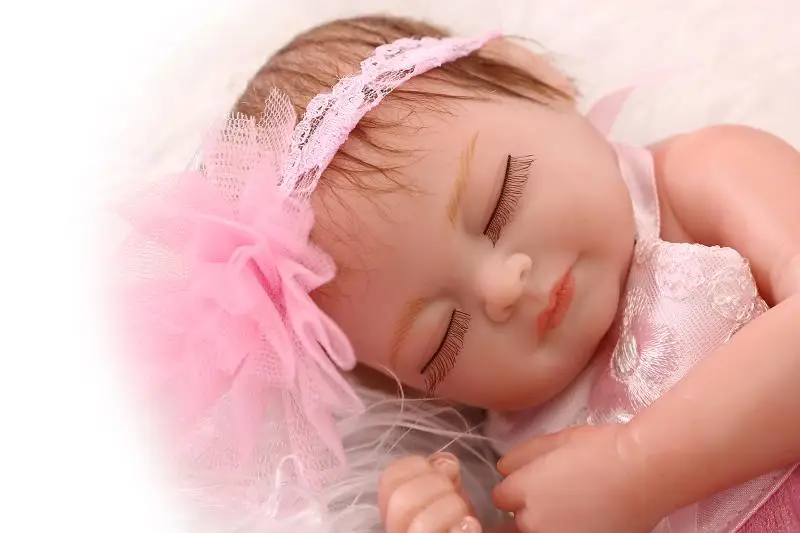 

28cm baby dollSoft silicone shower doll Pink Skirt baby fits Christmas gift for children