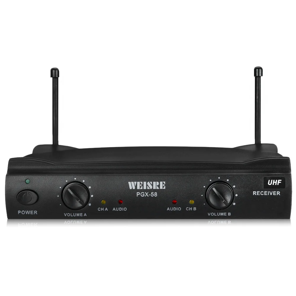 Профессиональный WEISRE PGX-58 UHF/VHF двойной беспроводной микрофон системы ручной 2 x Mic
