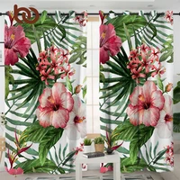beddingoutlet flowers living room curtains leaves red green white curtain for bedroom tropical plants window treatment drapes
