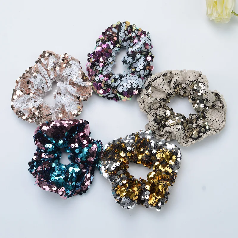 21 Color Fashion Sequins Elastic Hair Band Ropes with Girls No Crease Ties Ponytail Hairband Accessories | Детская одежда и обувь