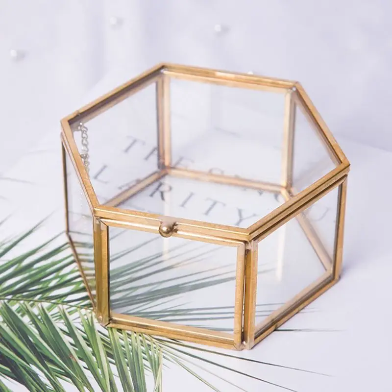 

Geometrical Clear Glass Jewelry Box Jewelry Organize Holder Ring Box Necklace Bracelets Earrings Jewelry Storage Accessories