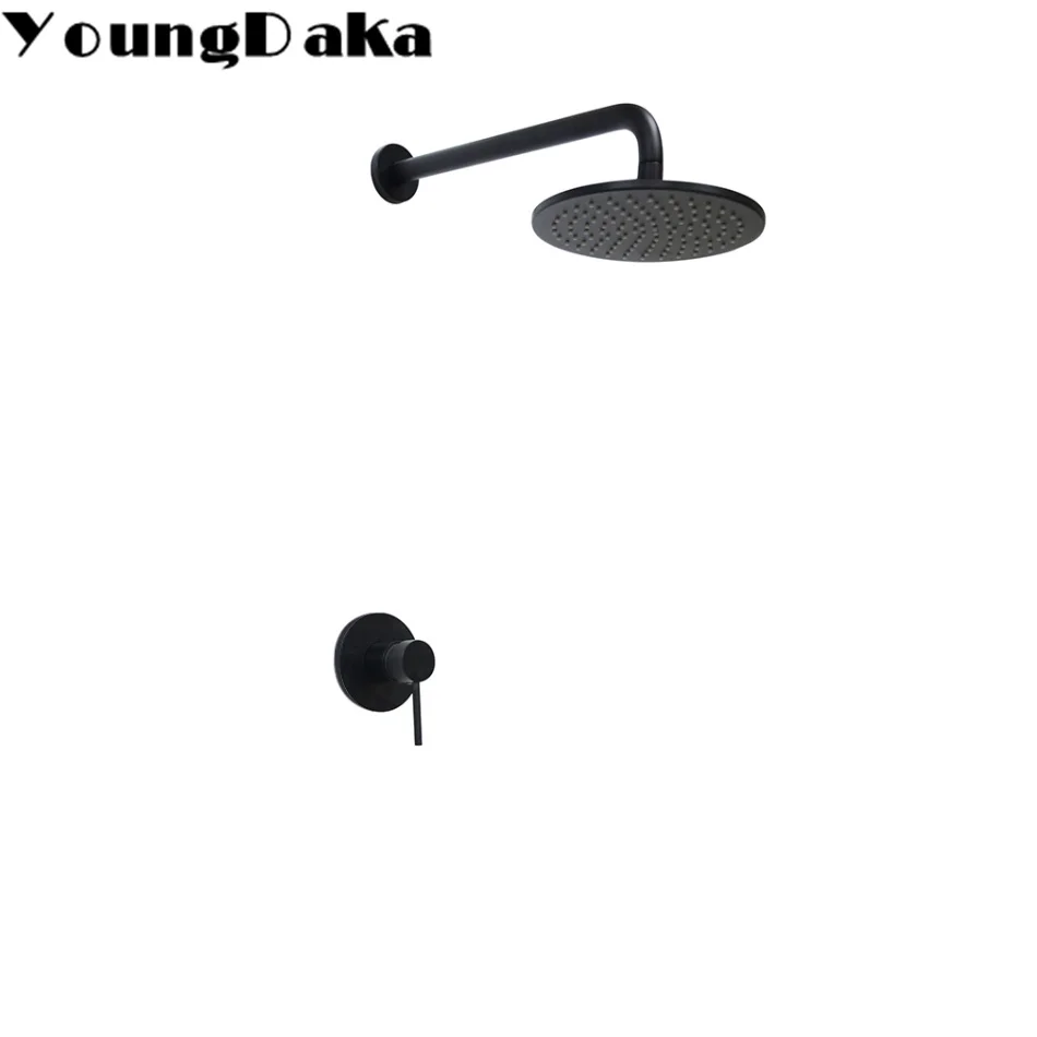 YoungDaka латунный черный 8 дюймов Круглый душевой набор с насадкой для душа ванная