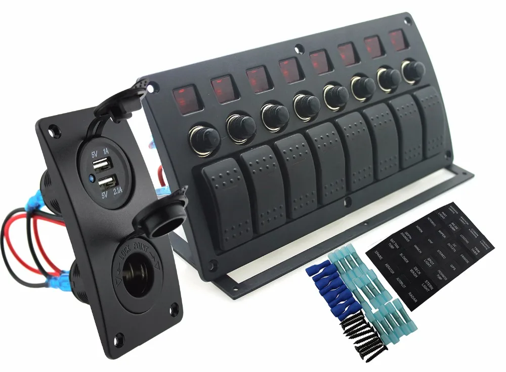 IZTOSS красный светодиод DC12/24 V 8 банд ВКЛ-ВЫКЛ клавишный переключатель изогнутая