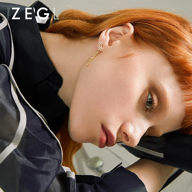 Серьги-кисточки женские ZEGL маленькие модные серьги с цветами 2019 | Украшения и