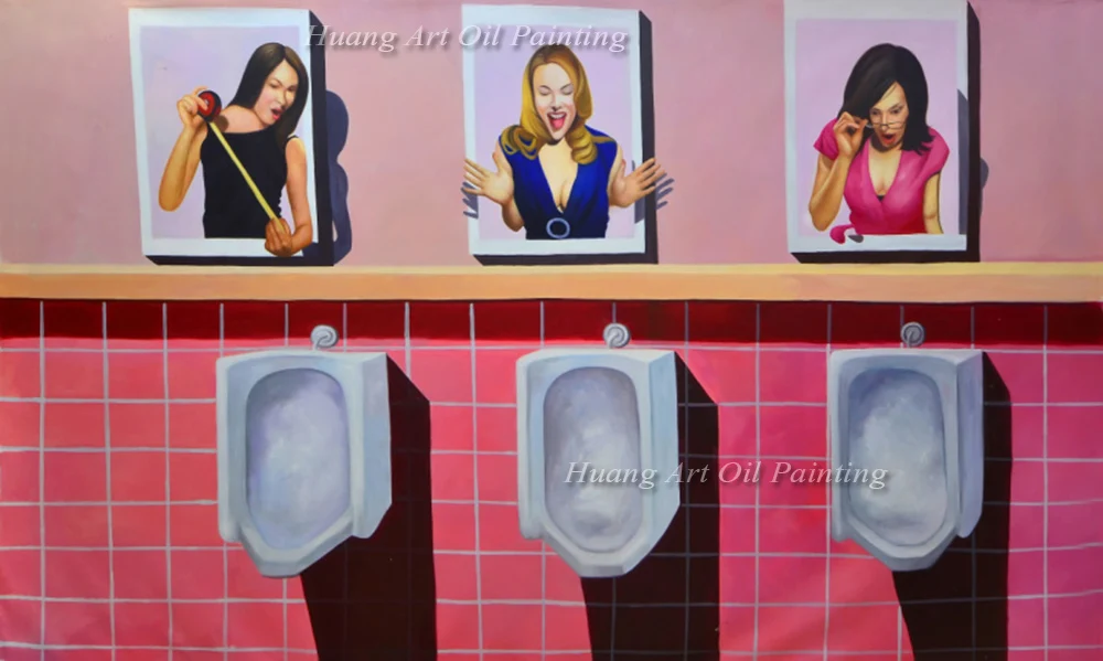 Новый реалистичный 3D картина маслом Ручная роспись пародия Для Мужчин's Ванная