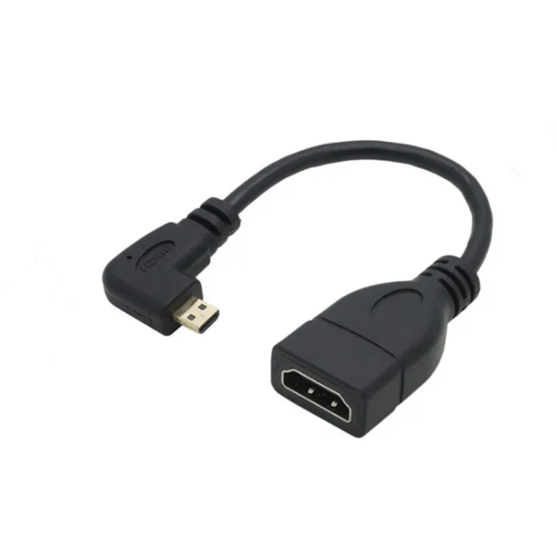 Micro HDMI Male to HDMI Female Adapter Cable Left Angle 90 Degree HDMI Converter Code for PC HDTV Projector